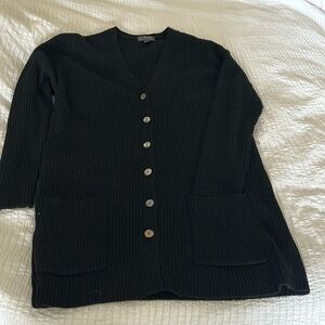 RIB LONGER BUTTON DOWN CARDIGAN MERINO WOOL